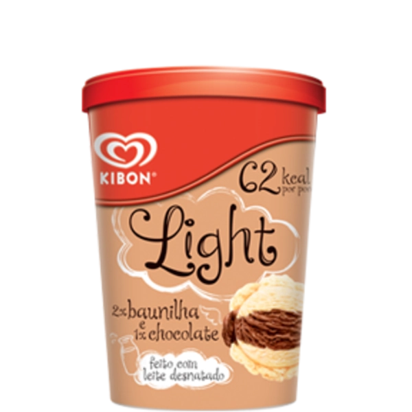 Sorvete Baunilha E Chocolate Light Kibon Pote 1 Litro