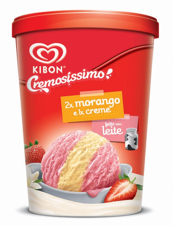 Sorvete Kibon Cremosíssimo Morango E Creme 1l