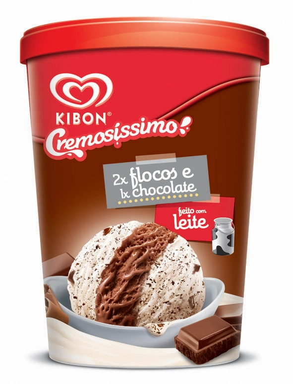 Sorvete Kibon Cremosíssimo Flocos E Chocolate 1l