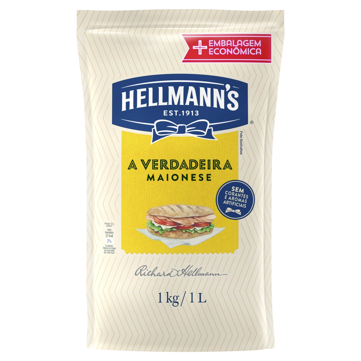 Maionese Hellmanns Sachê 1kg Embalagem Econômica