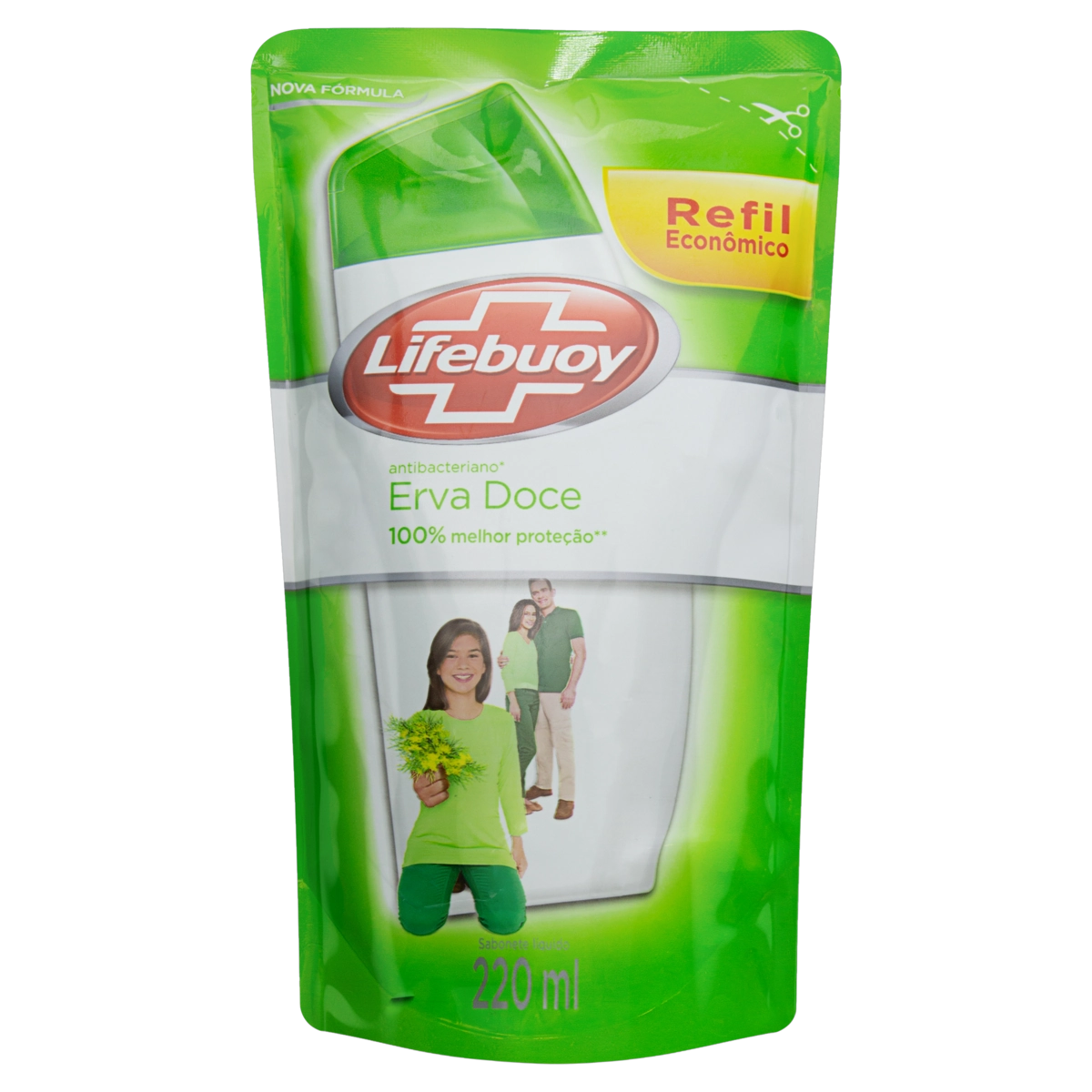 Sabonete Líquido Antibacteriano Erva Doce Lifebuoy Sachê 220ml Refil Econômico