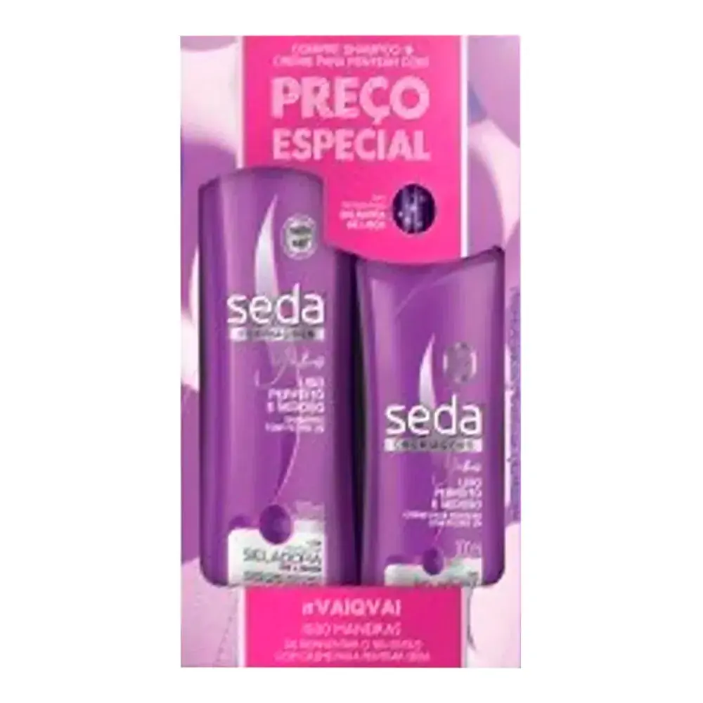 Kit Shampoo E Creme Para Pentear Seda Liso Perfeito E Sedoso E