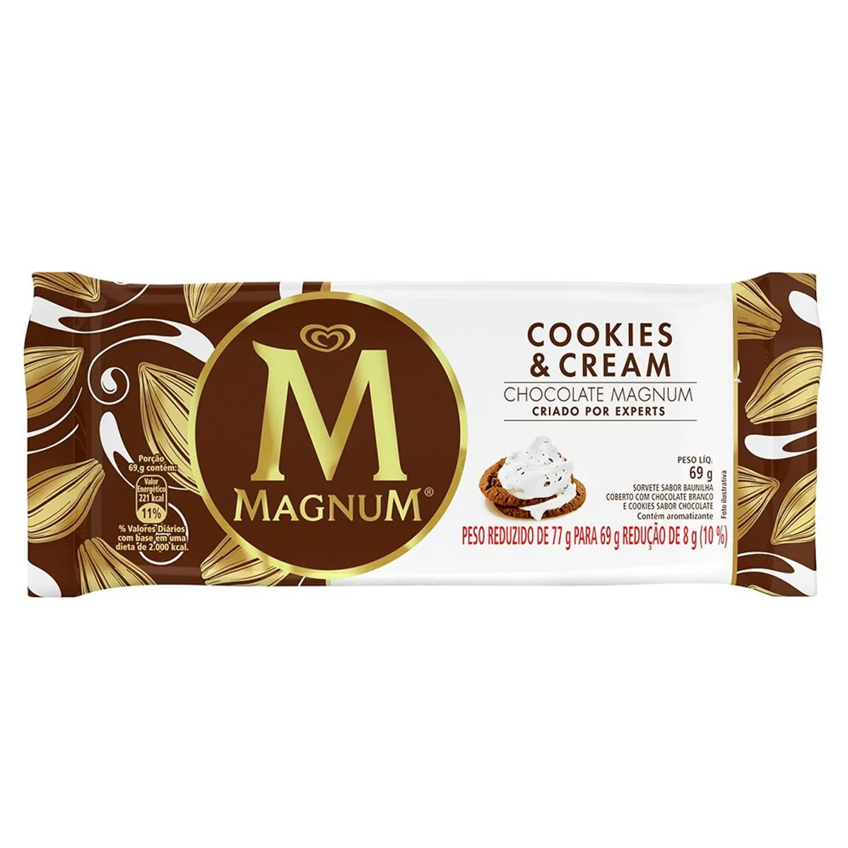 Sorvete Cookies & Cream Magnum Pacote 77 g