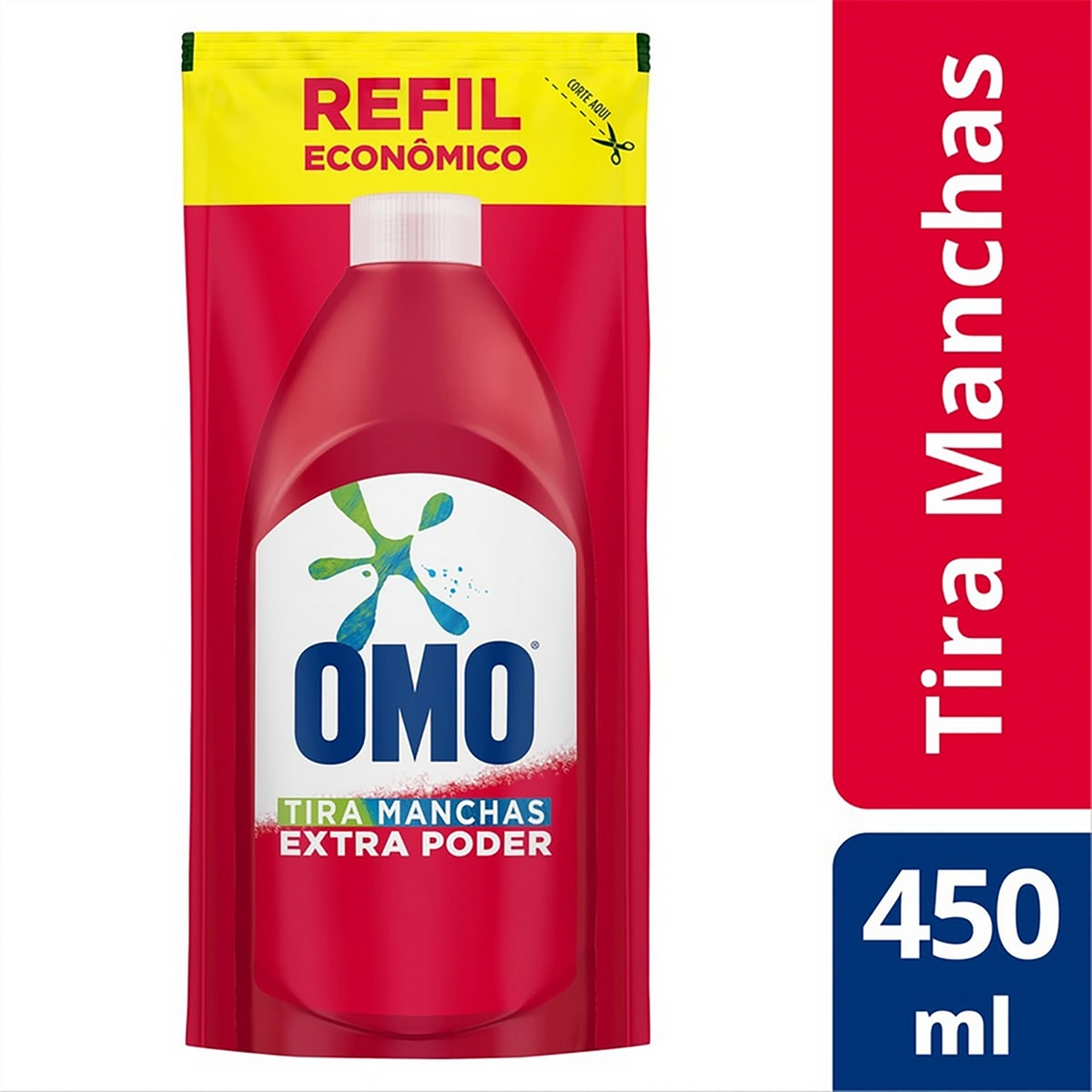 Refil Tira Manchas Líquido Omo Roupas Brancas e Coloridas 450ML