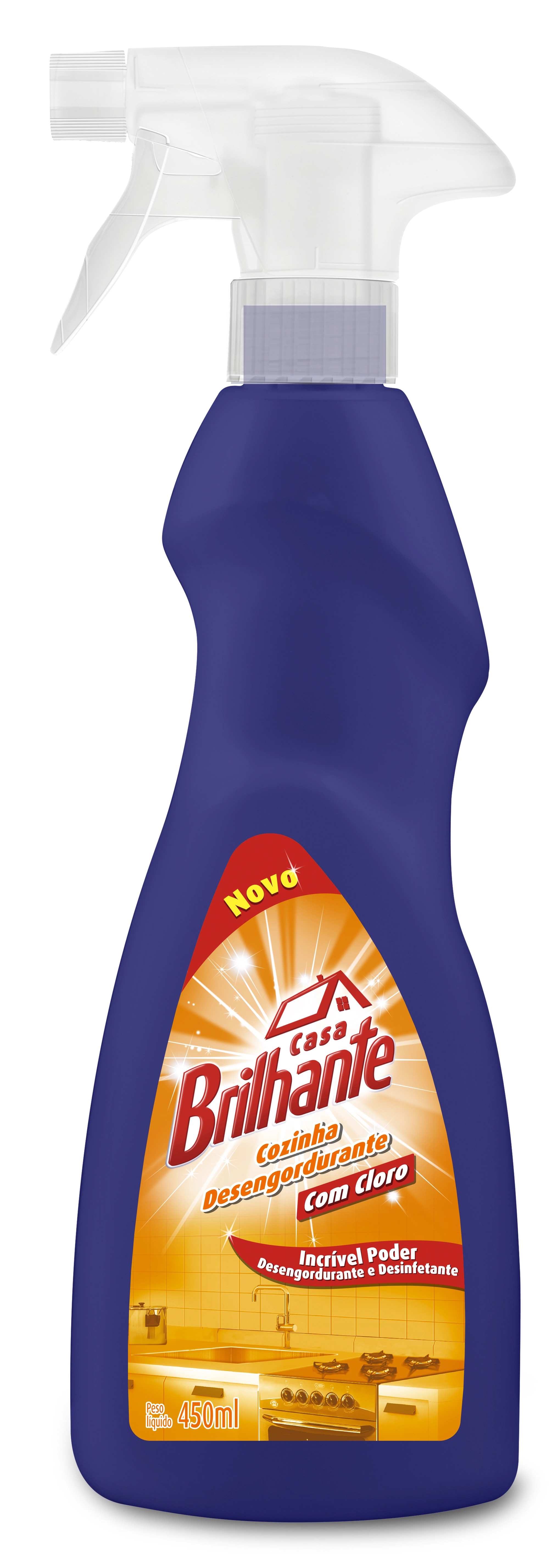 Limpador Brilhante Cozinha Desengordurante Com Cloro Gatilho 450ml