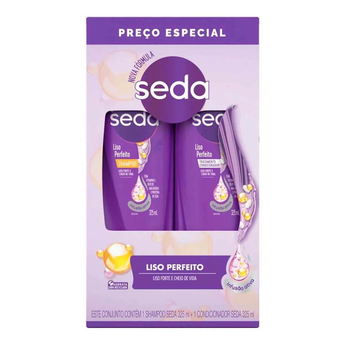 Kit SEDA Lisos Perfeito Preço Especial - Shampoo + Condicionador 325ml Cada