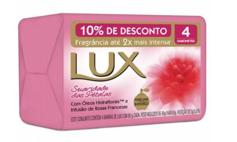Kit Sabonete Suavidade Das Petalas Com 4 Unidades 85g Lux