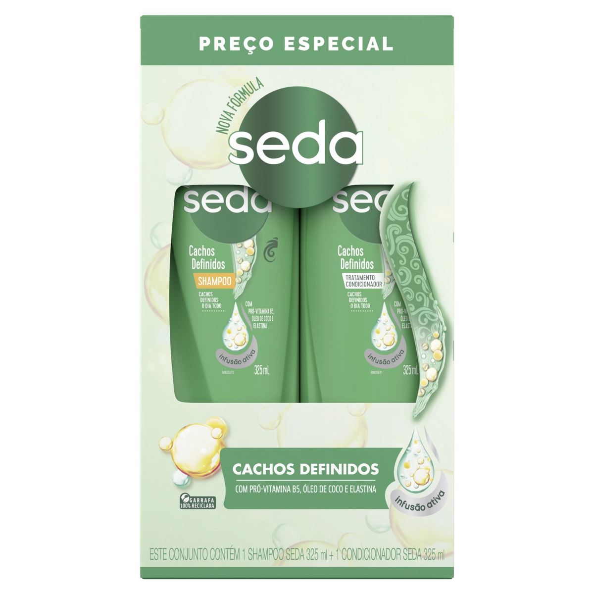 Kit Shampoo + Condicionador Cachos Definidos Seda Cocriações Caixa 325ml Cada Preço Especial