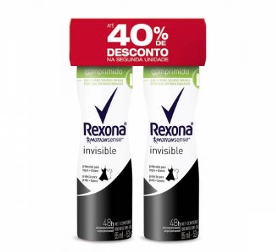 Kit 2 Desodorantes Aerosol Antitranspirante Invisible 170g Rexona