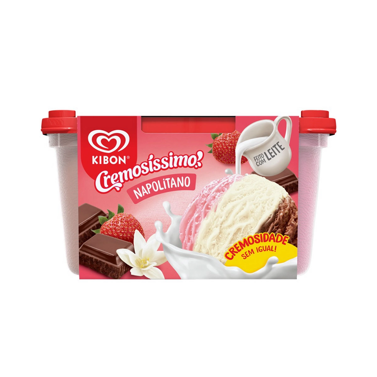 Sorvete Kibon Lv2l Pg1,8l Napolitano Cremos.