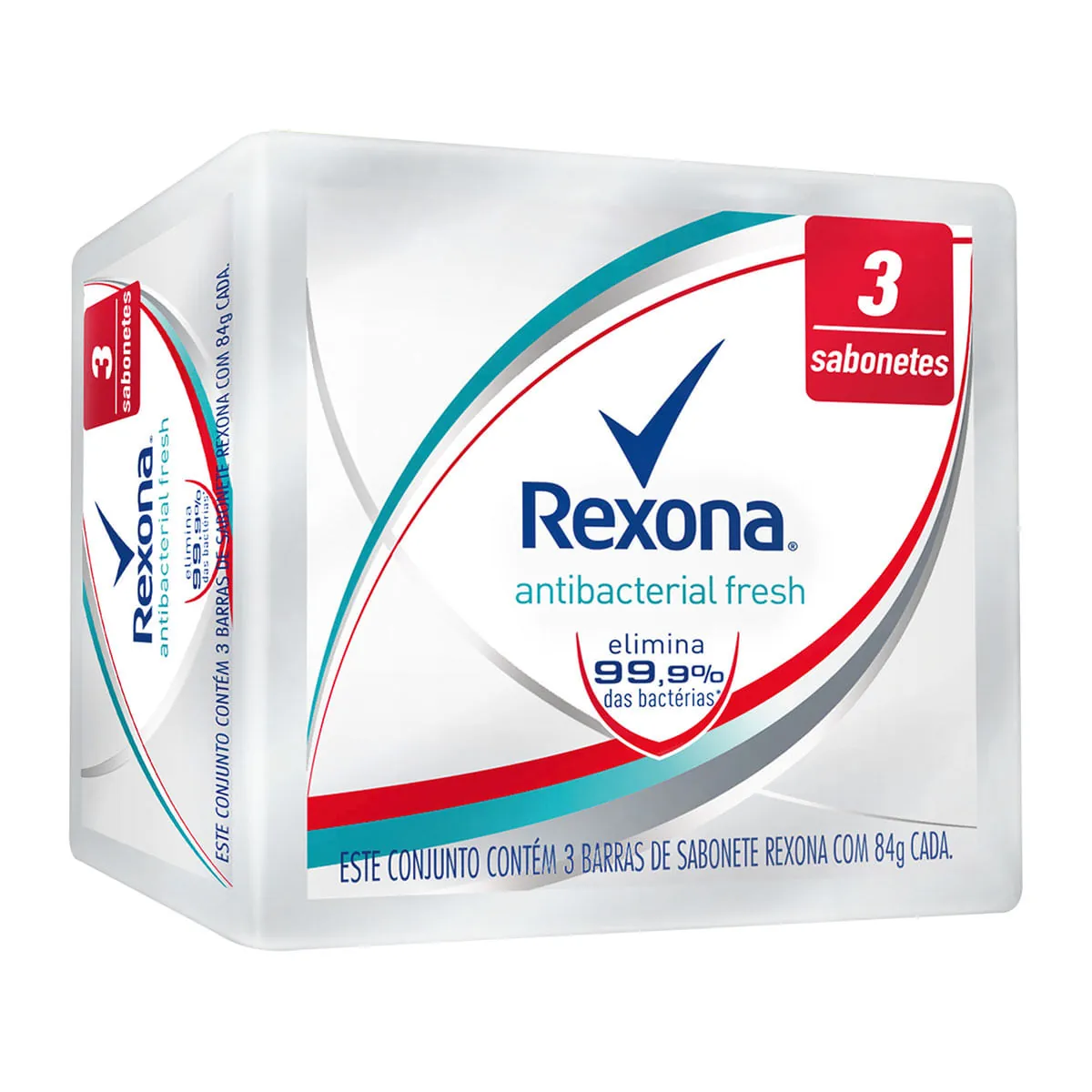 Pack Sabonete Barra Antibacteriano Fresh Rexona Envoltório 3 Unidades 84g Cada
