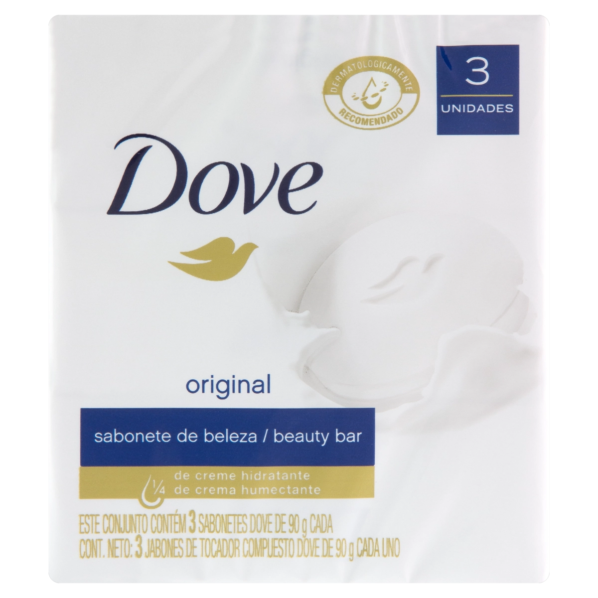 Pack Sabonete Barra Original Dove Envoltório 3 Unidades 90g Cada