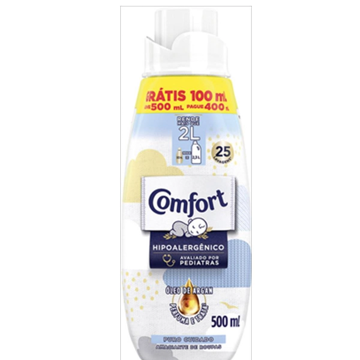Amaciante de Roupa Concentrado Puro Cuidado Comfort Frasco Leve 500ml Pague 400ml