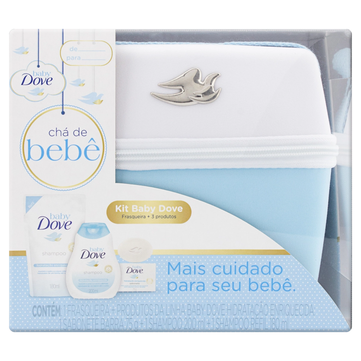 Kit 1 Frasqueira 3 Produtos Hidratação Enriquecida Azul Dove Baby