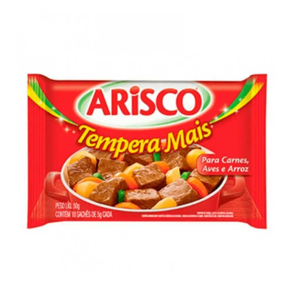 Tempero Pó Para Carnes, Feijão E Arroz Arisco Tempera Mais Pacote 50g 10 Unidades