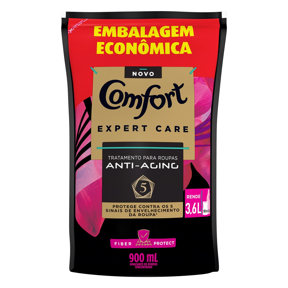 Amaciante De Roupa Concentrado Fiber Protect Comfort Expert Care Sachê 900ml Refil Embalagem Econômi