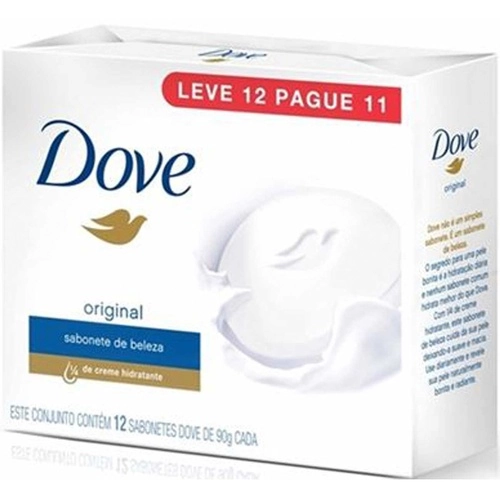 Sabonete Barra Hidratante Novo 12 Unidades 90g Dove