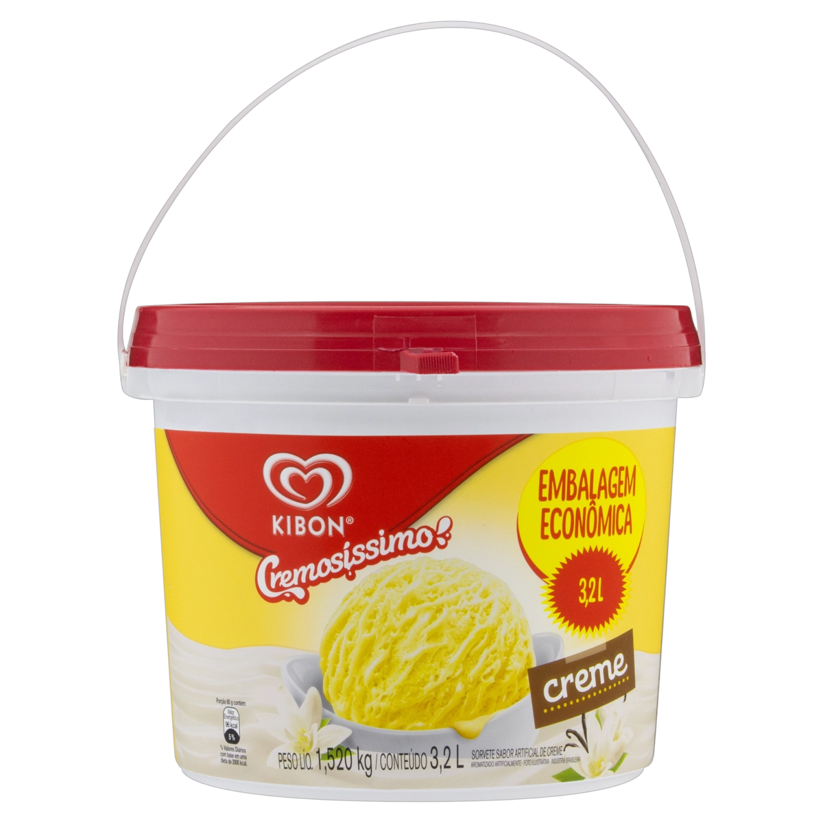 Sorvete Creme Kibon Cremosíssimo Pote 3,2l Embalagem Econômica