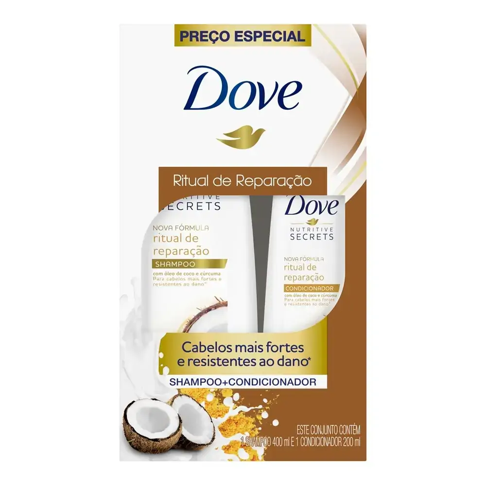 Kit Shampoo 400ml + Condicionador 200ml Dove Nutritive Secrets Ritual de Reparação