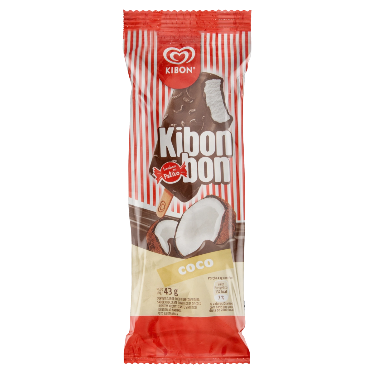 Sorvete Coco Kibon Kibonbon Pacote 43g
