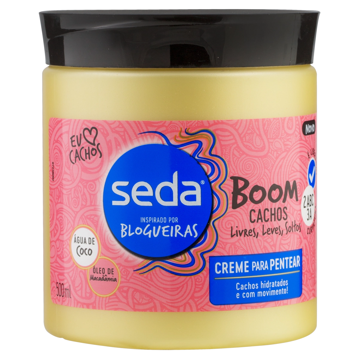 Creme Para Pentear Seda Inspirado Por Blogueiras Boom Cachos Livres, Leves E Soltos Pote 500ml