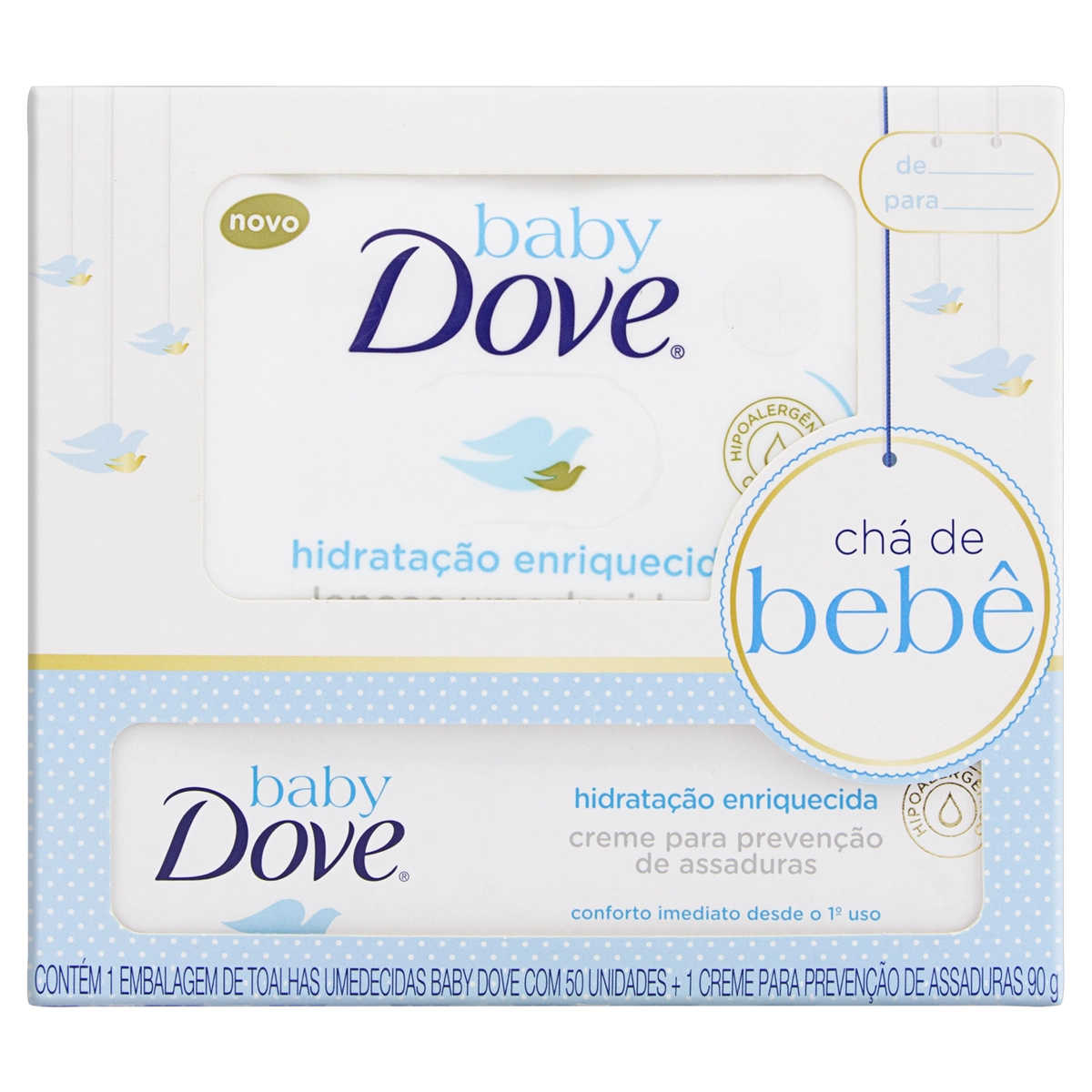 Kit Toalha Umedecida 50 Unidades Creme Para Prevenção De Assaduras 90g Infantil Hidratação Enriqueci