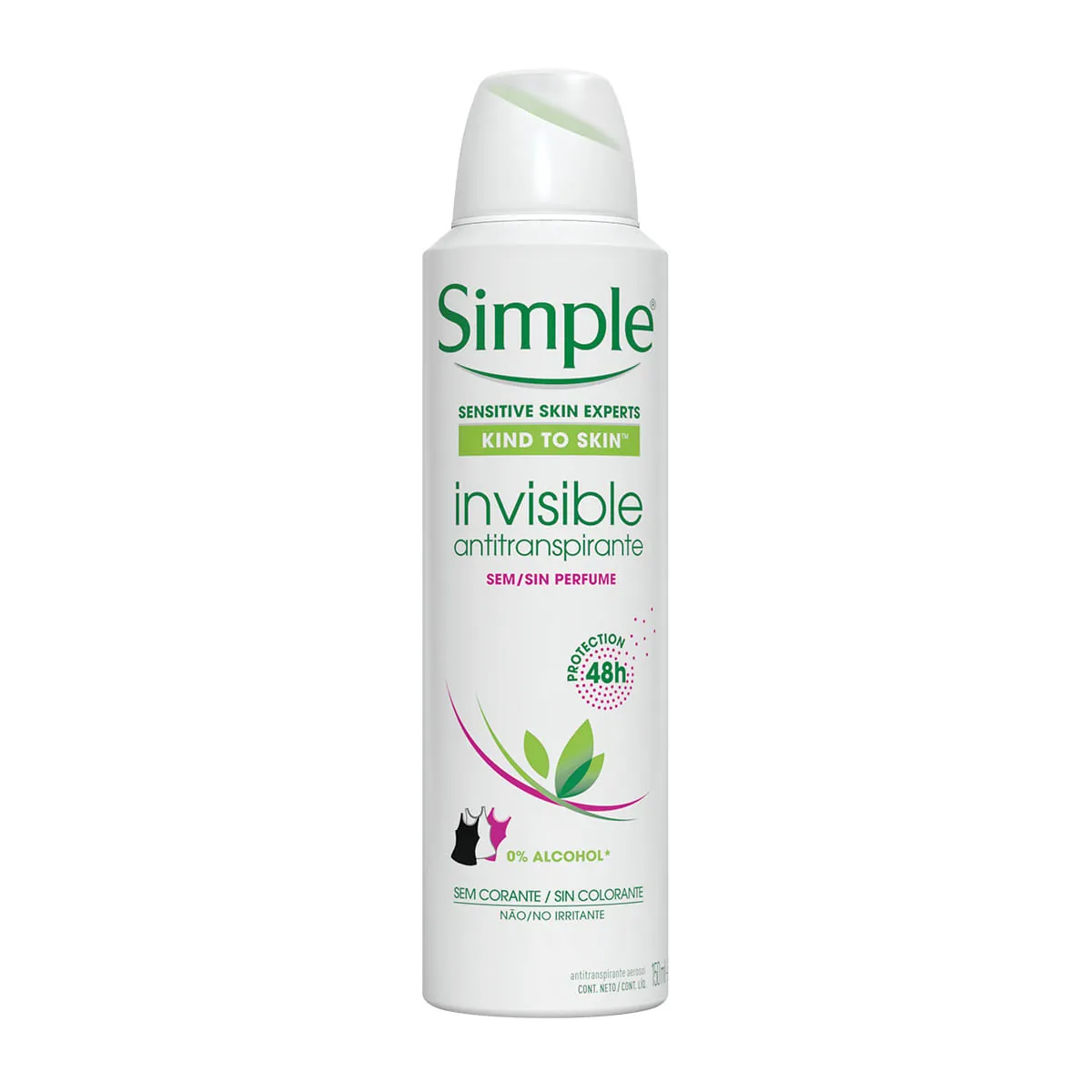Antitranspirante Aerossol Invisible Sem Perfume Simple 150ml