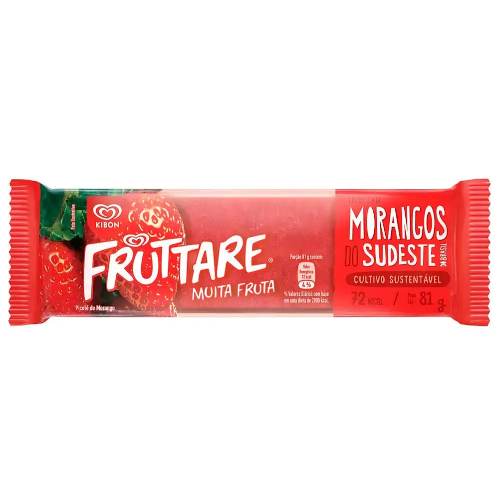 Picolé Morango Kibon Fruttare Pacote 81g