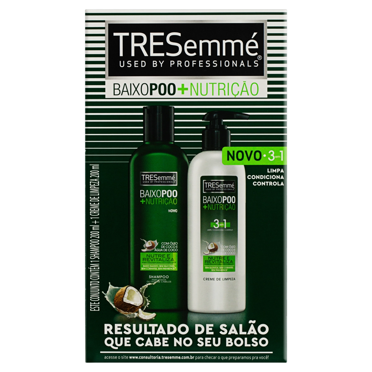 Kit Shampoo Creme De Limpeza Tresemmé Baixo Poo Nutrição 200ml Cada