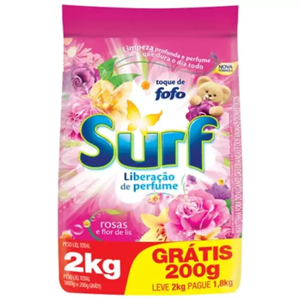 Sabao Po Surf Rosa E Flor De Liz Leve 2kg Pague 1,8kg