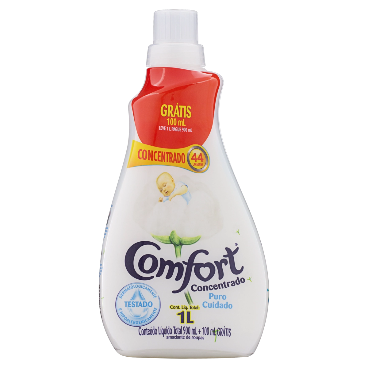 Amaciante De Roupa Concentrado Puro Cuidado Comfort Frasco Leve 1l Pague 900ml