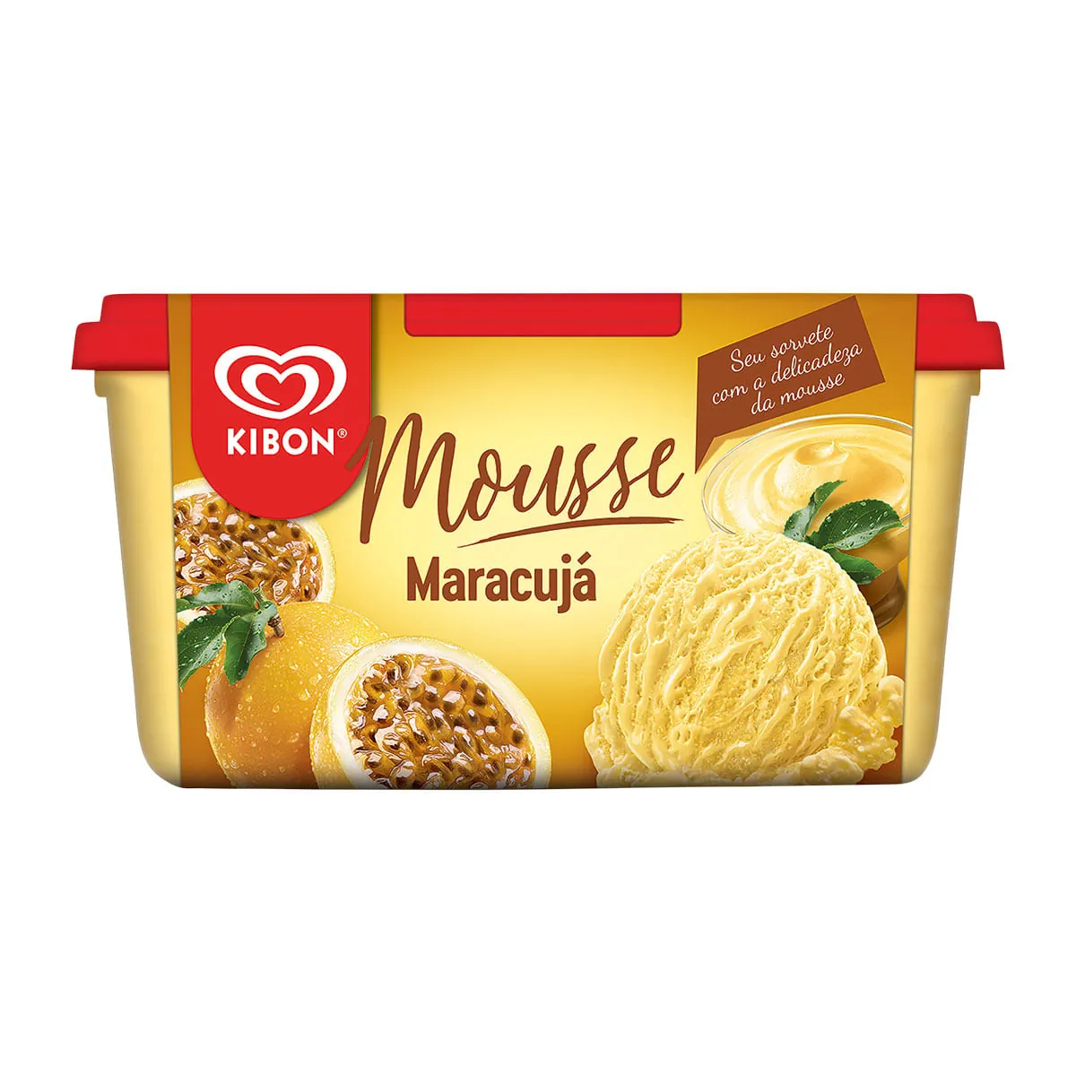 Sorvete Mousse Maracujá KIBON Pote 1,3 Litros