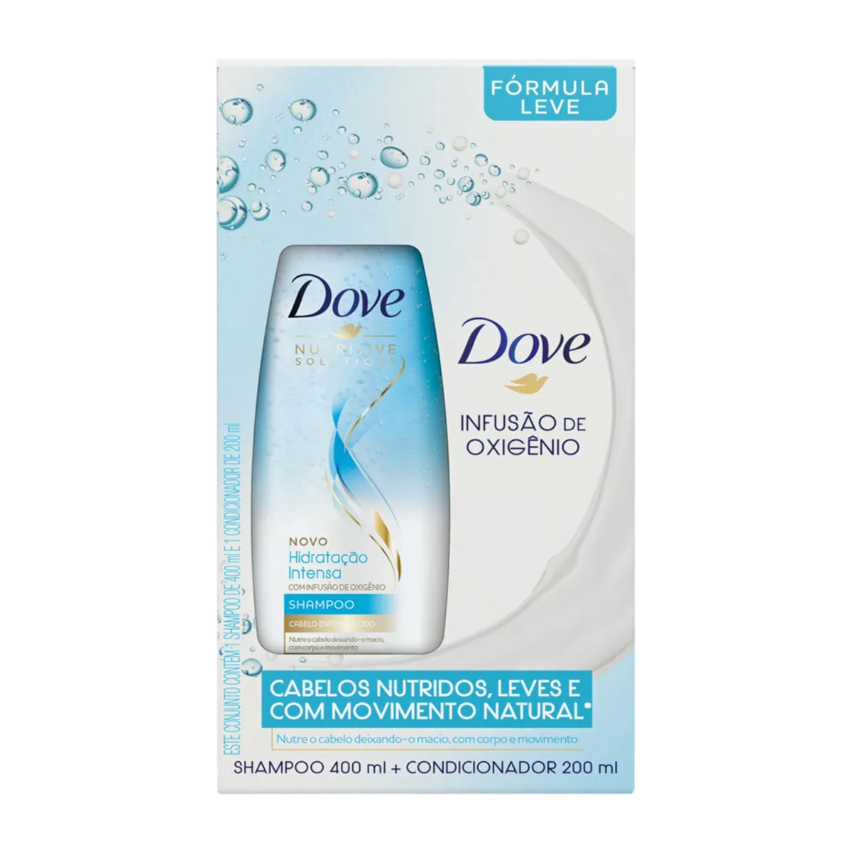 Kit DOVE Hidratação Intensa com Infusão de Oxigênio Shampoo 400ml + Condicionador 200ml
