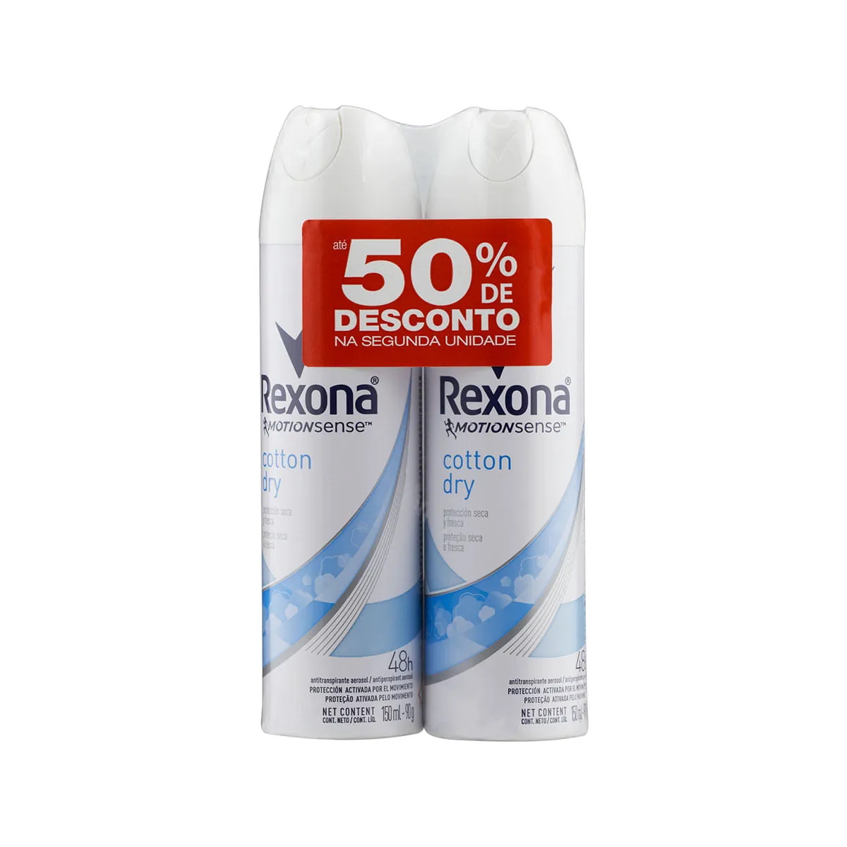Desodorante Aerosol Rexona Motion Sense Cotton Dry Feminino 2 Undidades