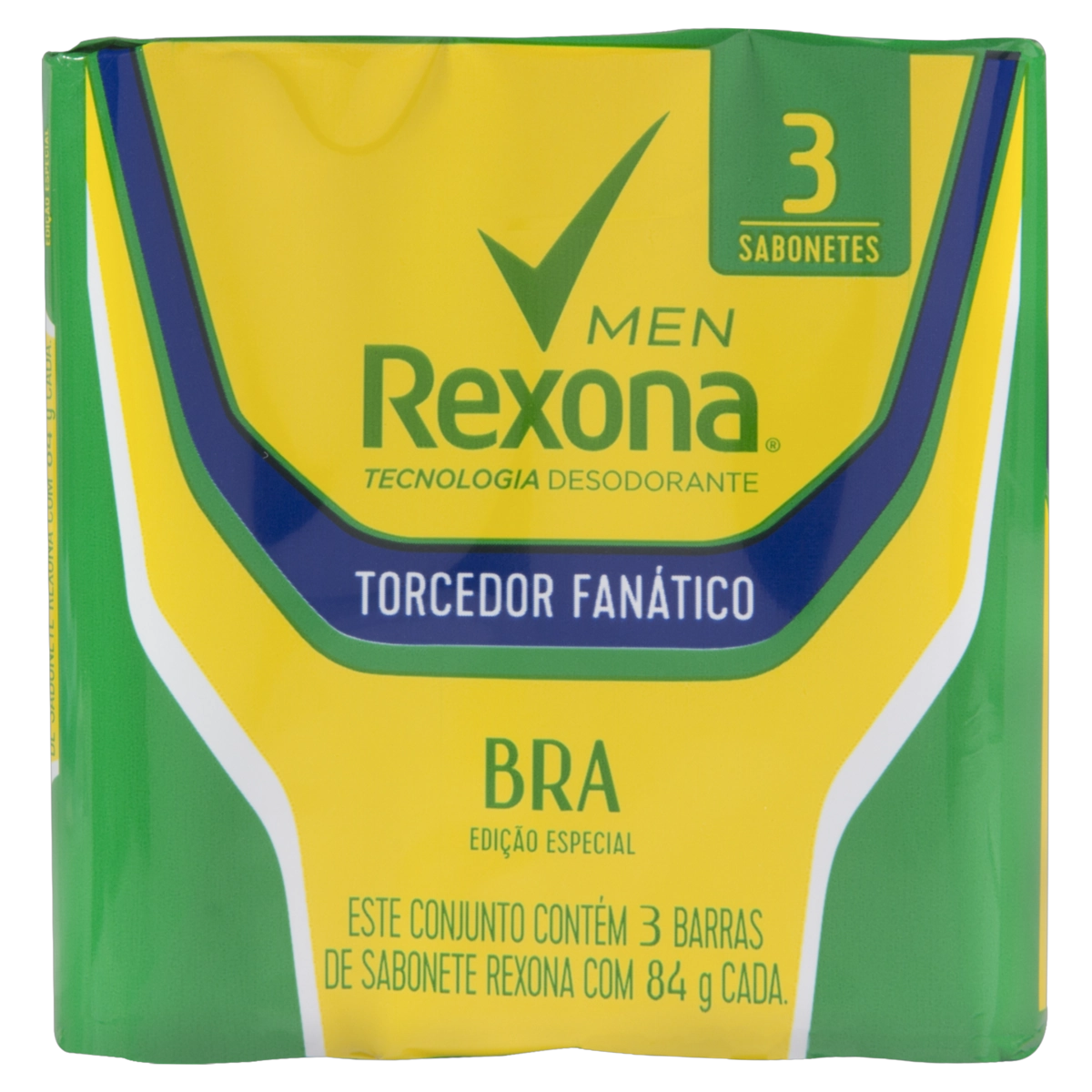 Pack Sabonete Barra Rexona Men Envoltório 3 Unidades 84g Cada Edição Especial Torcedor Fanático Bra