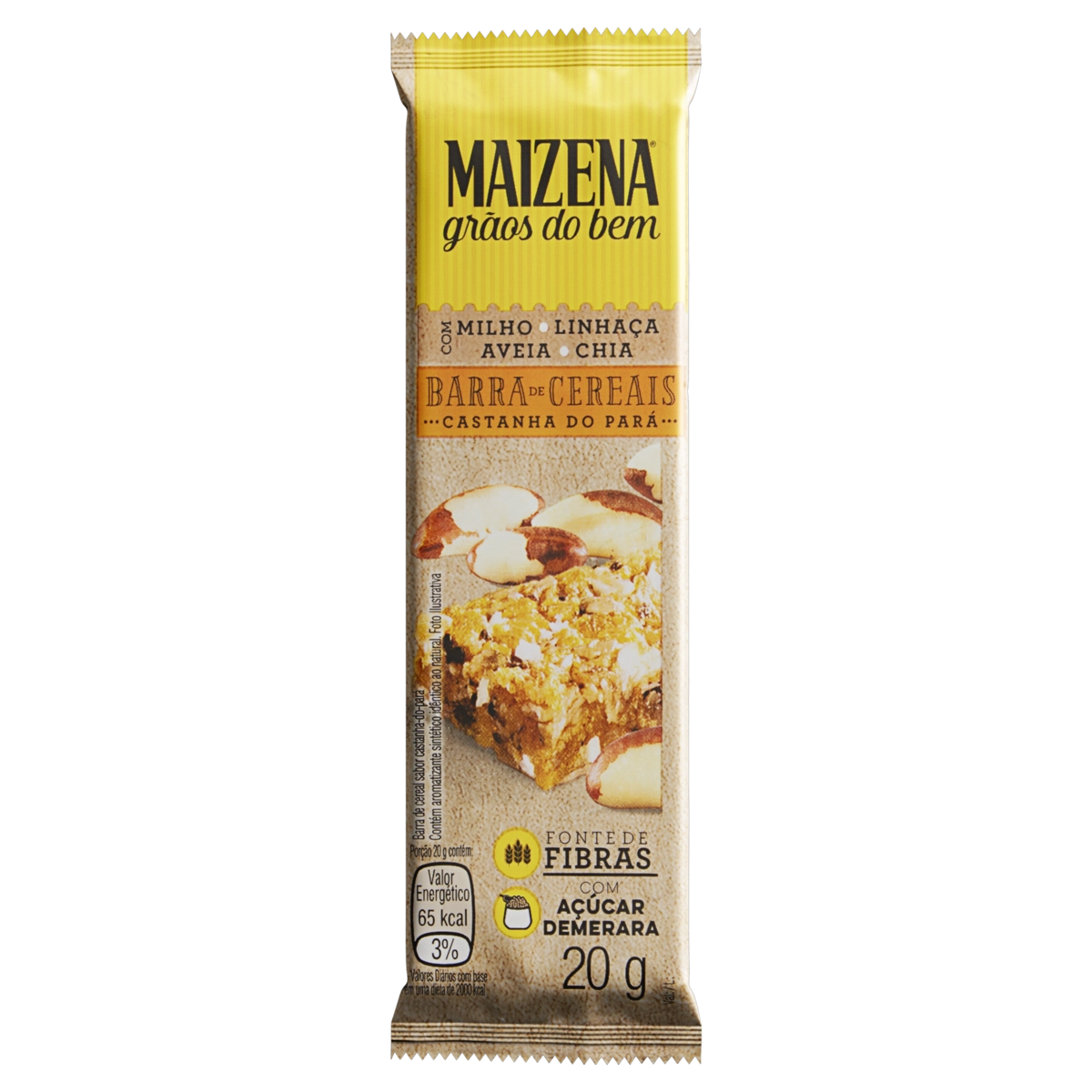 Barra De Cereal Castanha Do Pará Maizena Grãos Do Bem Pacote 20g