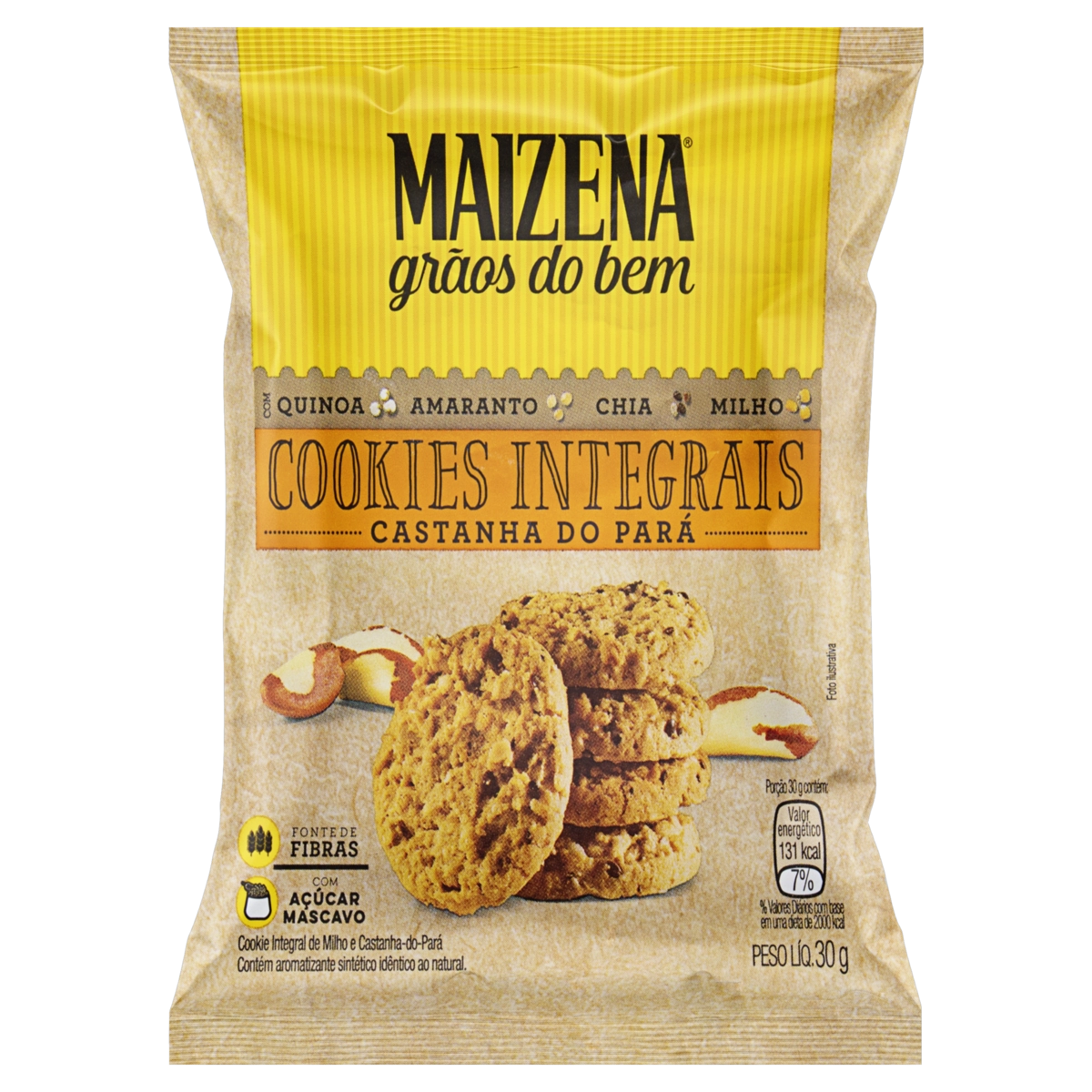 Biscoito Cookie Integral Castanha Do Pará Maizena Grãos Do Bem Pacote 30g