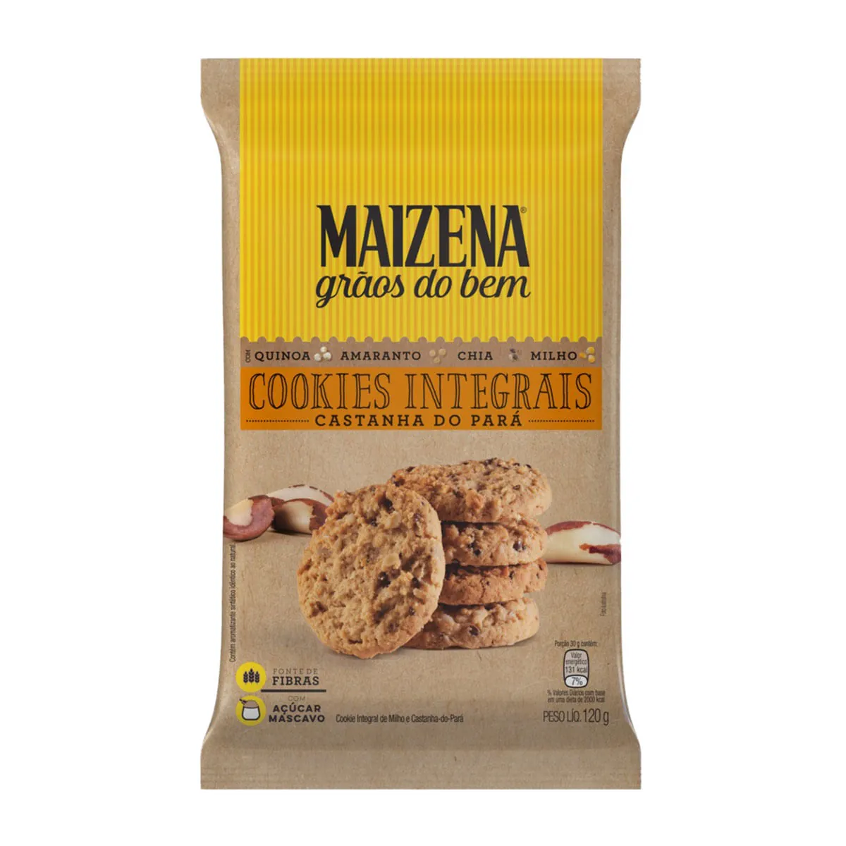 Biscoito Cookie Integral Castanha Do Pará Maizena Grãos Do Bem Pacote 120g