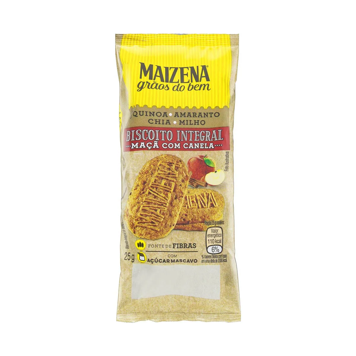 Biscoito Integral Maçã Com Canela Maizena Grãos Do Bem Pacote 25g