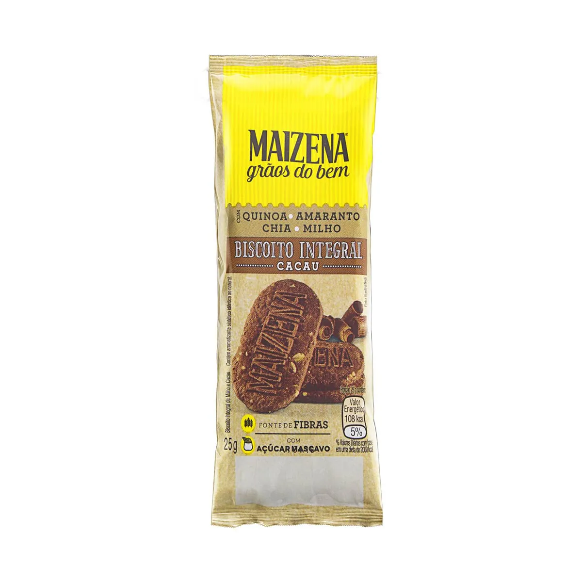 Biscoito Integral Cacau Maizena Grãos Do Bem Pacote 25g