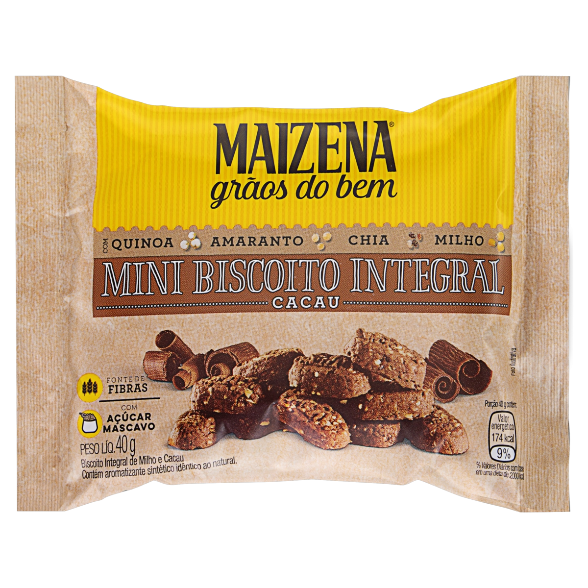 Minibiscoito Integral Cacau Maizena Grãos Do Bem Pacote 40g
