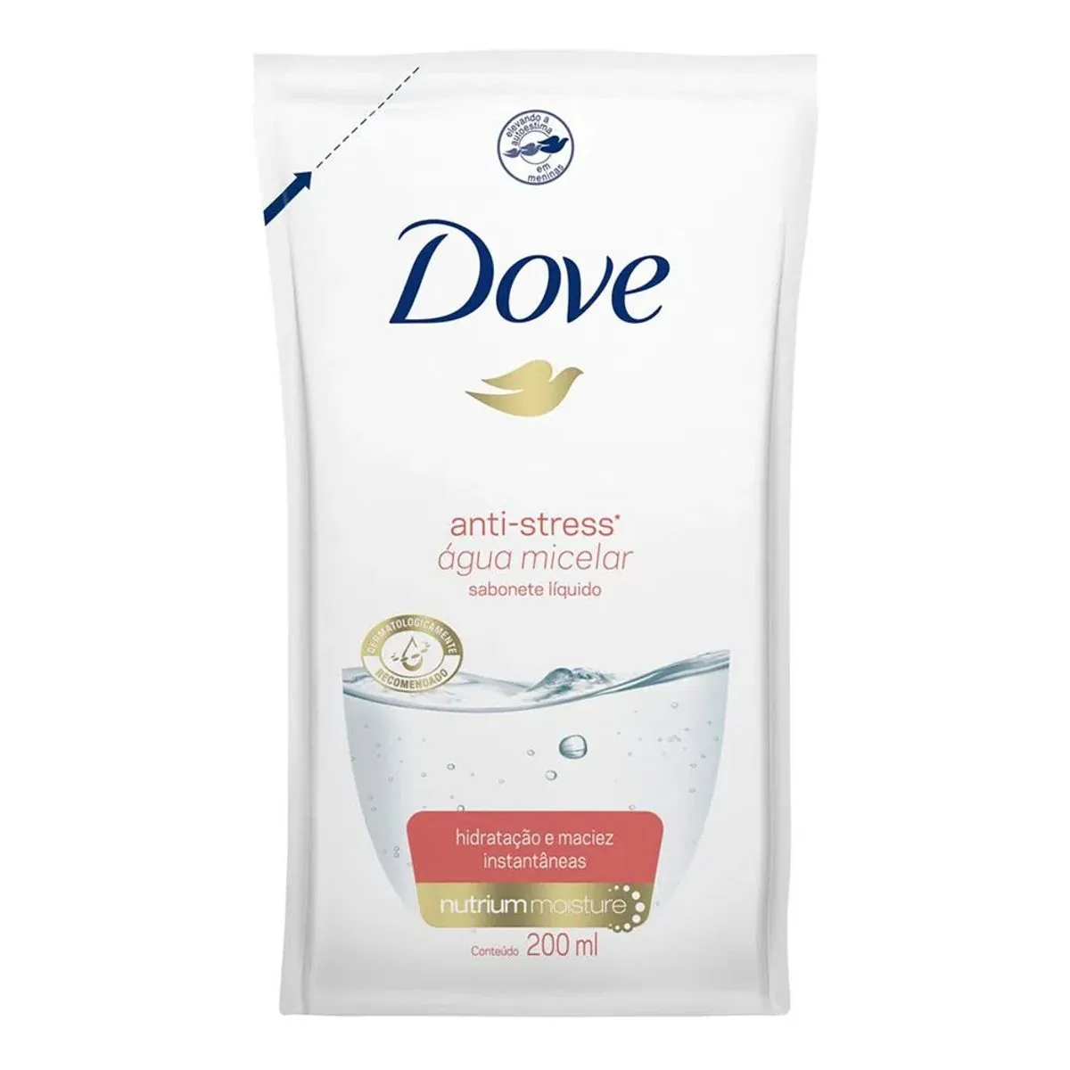 Sabonete Líquido água Micelar Dove Anti Stress Sachê 200ml Refil