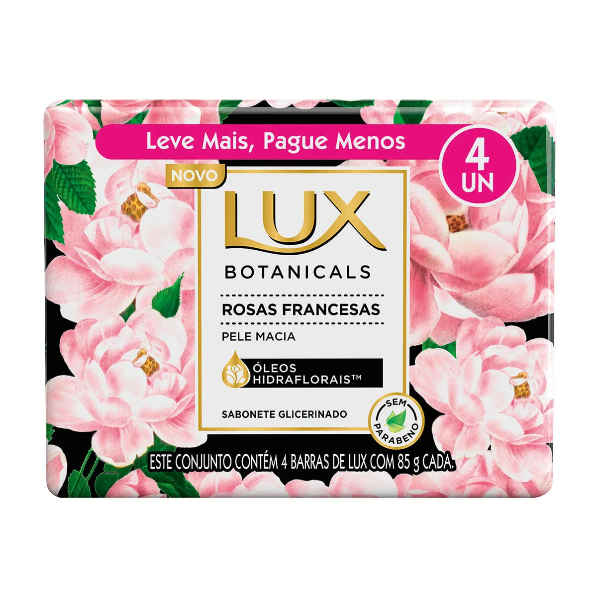 Sabonete Barra Glicerinado Rosas Francesas Lux Botanicals Envoltório 85g