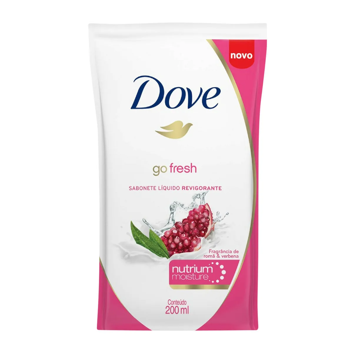 Sabonete Líquido Revigorante Romã Verbena Dove Go Fresh Sachê 200ml Refil