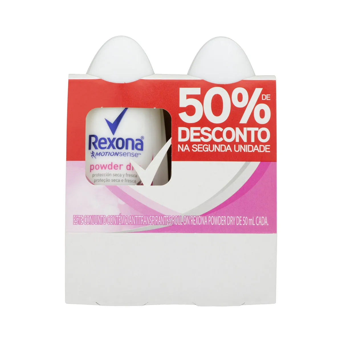 Kit Desodorante com 2 Unidades Rollon Rexona Feminino Powder Dry 50ml Cada