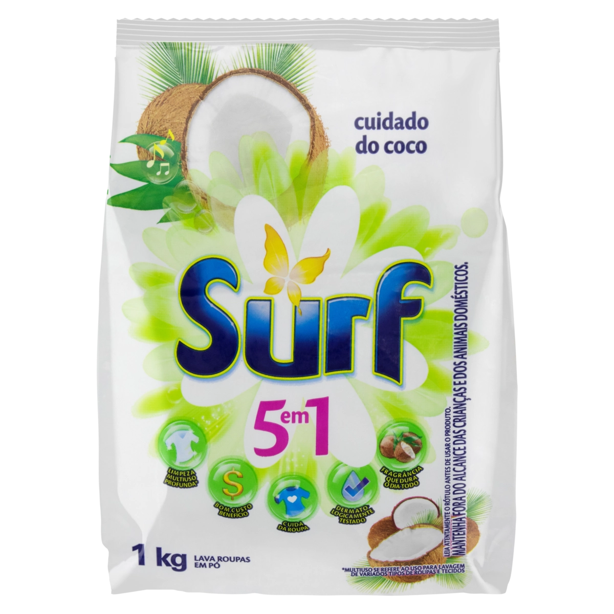 Lava Roupas Pó Cuidado Do Coco Surf Pacote 1kg