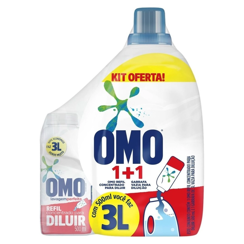 Kit Lava Roupas OMO Concentrado Garrafa 630ml