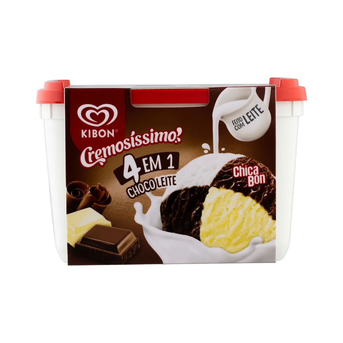 Sorvete 4 em 1 Chocoleite Kibon Cremosíssimo Pote 2l