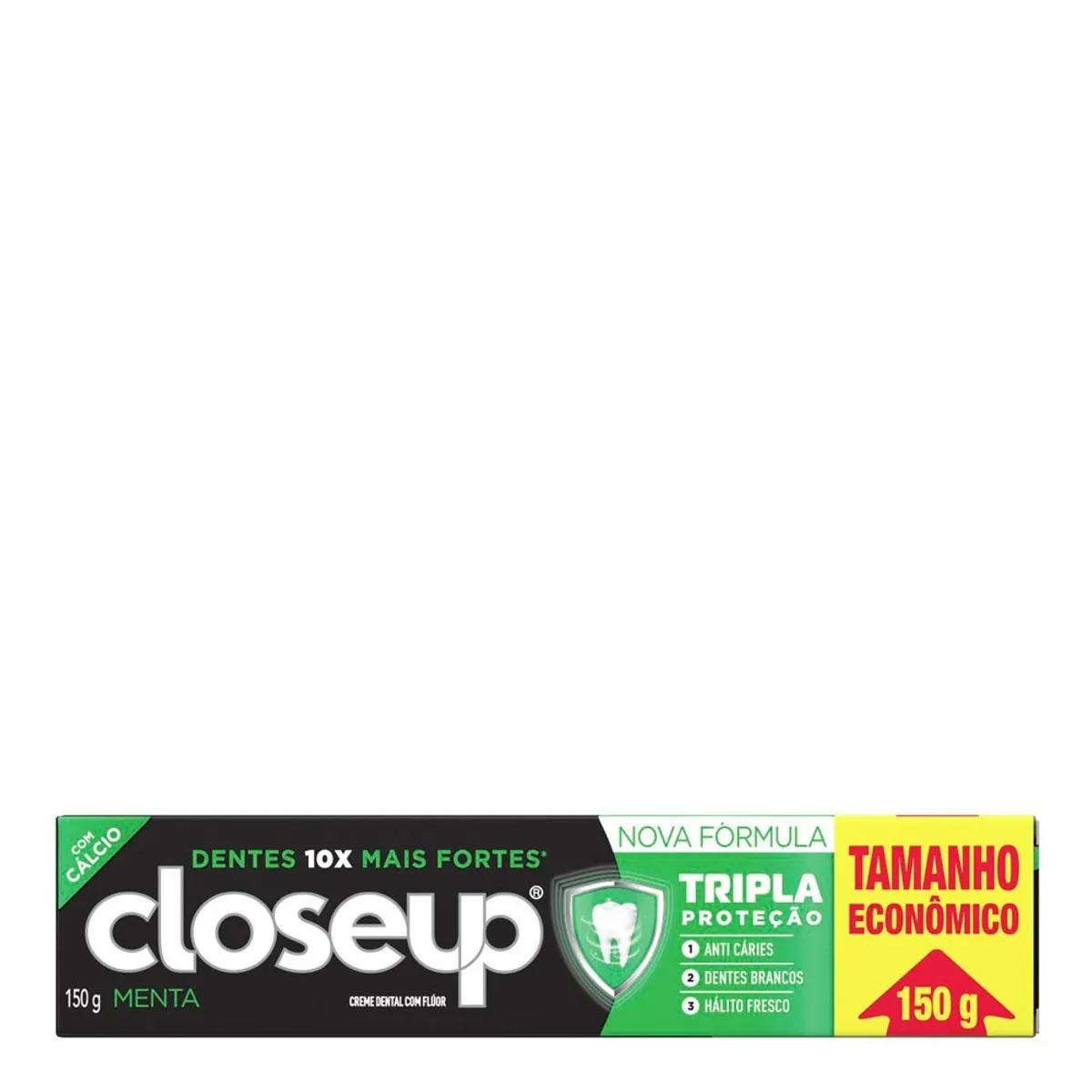Creme Dental com Flúor e Cálcio Menta Triple Caixa Closeup 150 g