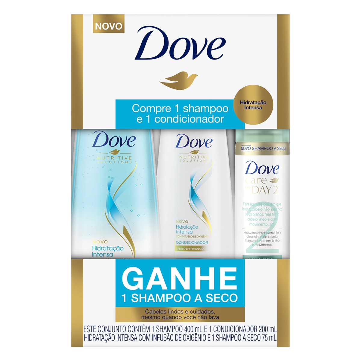 Kit Shampoo 400ml Condicionador 200ml Dove Nutritive Solutions Hidratação Intensiva Grátis Shampoo A